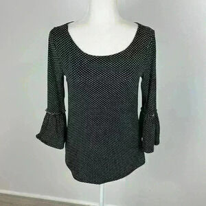 Nine Britton Black & White Polka Dot Blouse Size Small